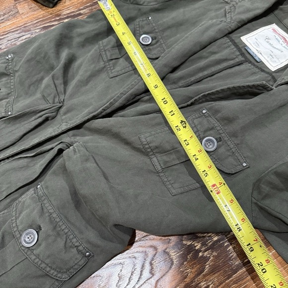 Cartonnier Anthropologie Womens 10 Olive Green Cotton Linen Utility Field Jacket - Picture 3 of 10